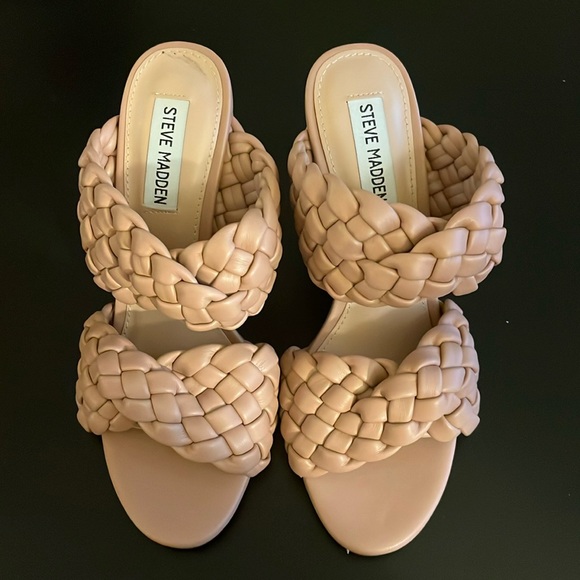 Steve Madden Braided Block Heels - Nude - Size 7.5 - Picture 2 of 3
